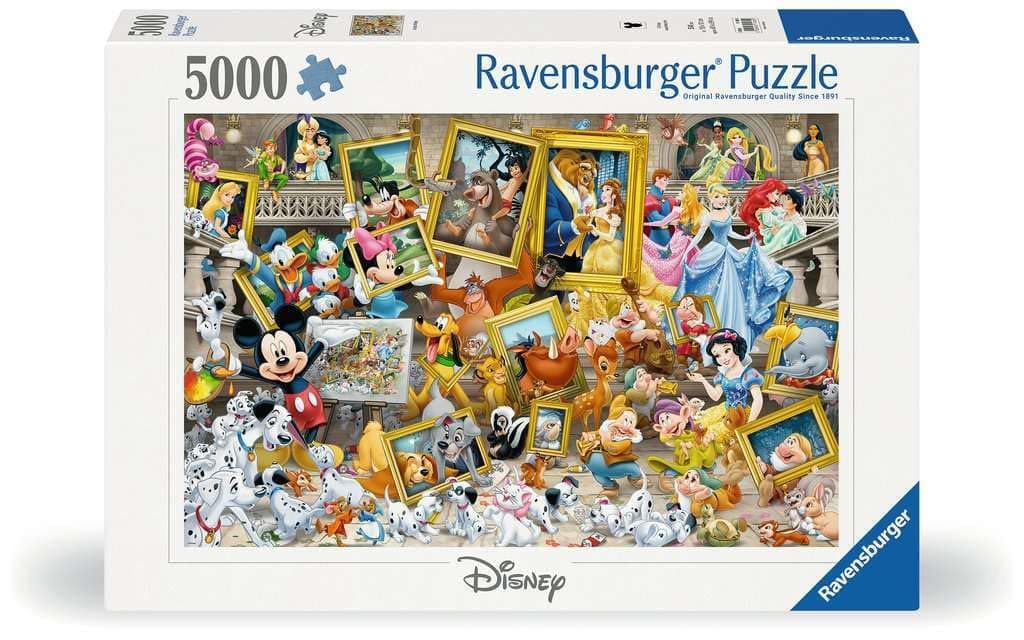 5000‑Piece Disney Multicharacter Puzzle – Over 60 Iconic Disney Characters Collage in Bright Portrait Frames, SoftClick Precision Fit on Linen-Matte Board | 17432‑4