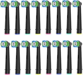 16pcs Precision Toothbrush Heads Compatible with Oral B Electric Toothbrushes, Black