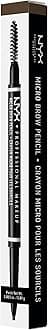 NYX Professional Makeup Brow Pencil, Micro Brow Dual Ended Ultrafine Pencil Tip with Mechanical Brow Tool and Spoolie Brush, Vegan Formula, Shade: Ash Brown