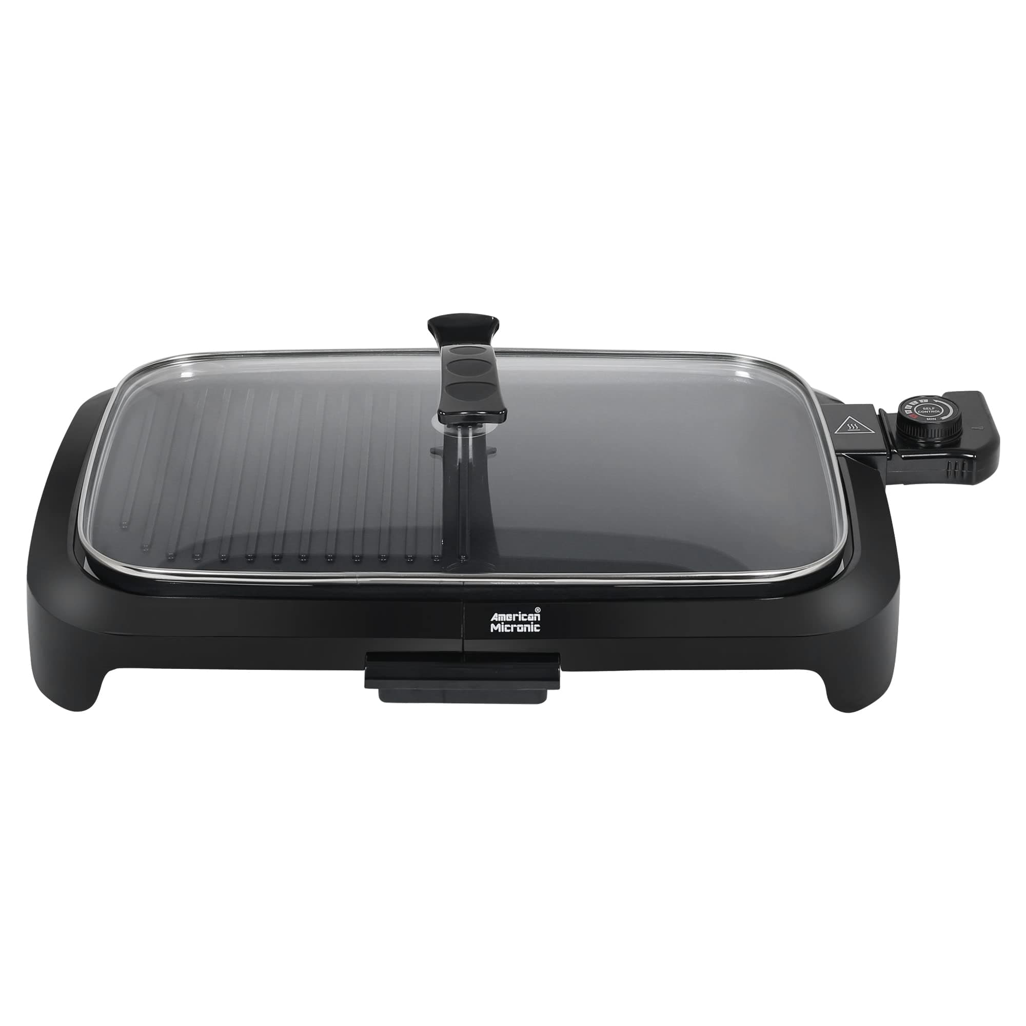 1500W Electric Barbeque Grill | Adjustable Temp 90°C–220°C | Non-Stick BBQ Griller | Indoor Smokeless Grill | Toughened Glass Lid | Oil Drip Tray | 15A Plug | AMI-BBQ-150Dx (Black)