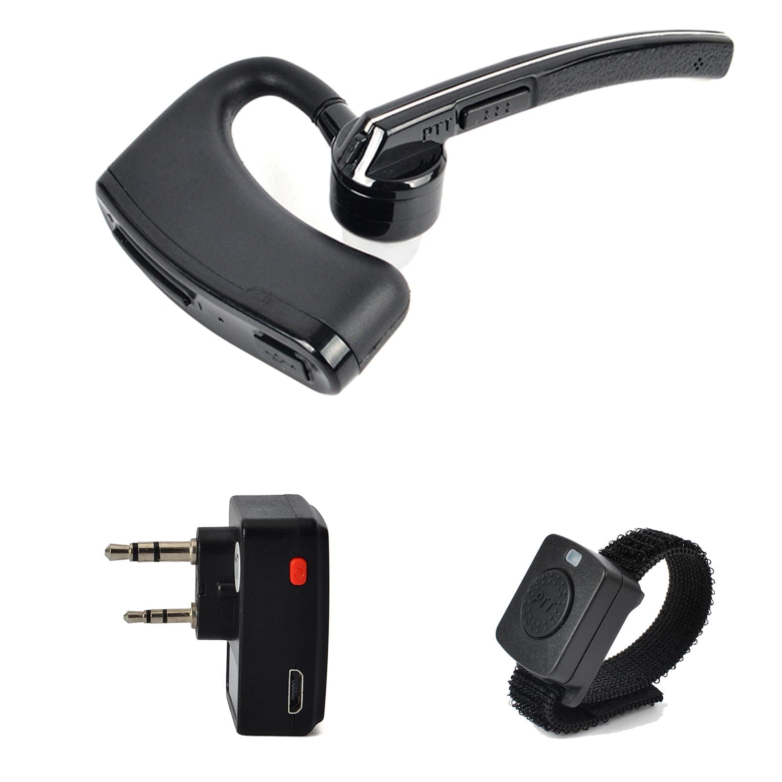 TWAYRDIO Walkie Talkie Bluetooth Headset Earpiece with 2 Pin Wireless Dongle and PTT Button for Kenwood TK-2100 TK-2160 TK-3100 for Baofeng Linton Two Way Radio