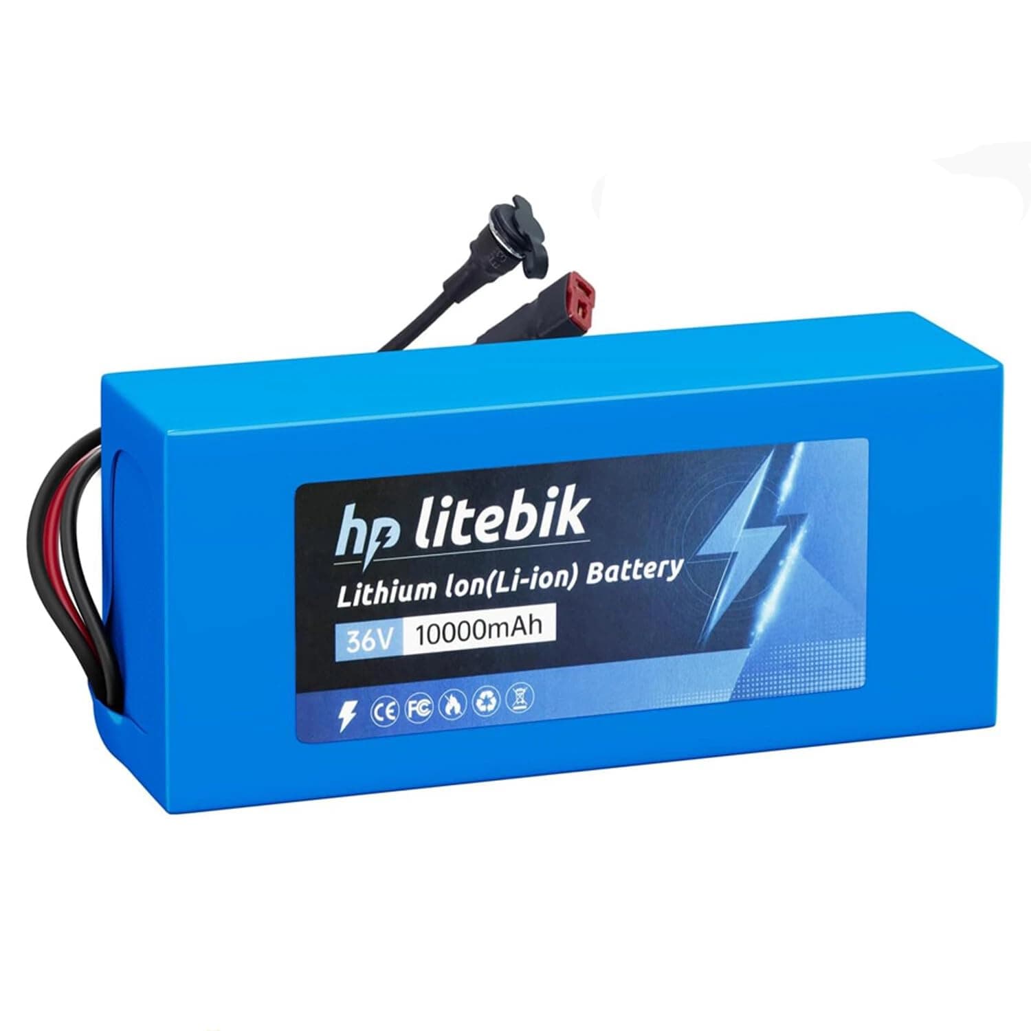 36V 10Ah Lithium Ebike Scooter Battery with 30A BMS for 0-1000W Motor, Lithium Replacement Battery with XT60 Adaptor, Charger, T Plug