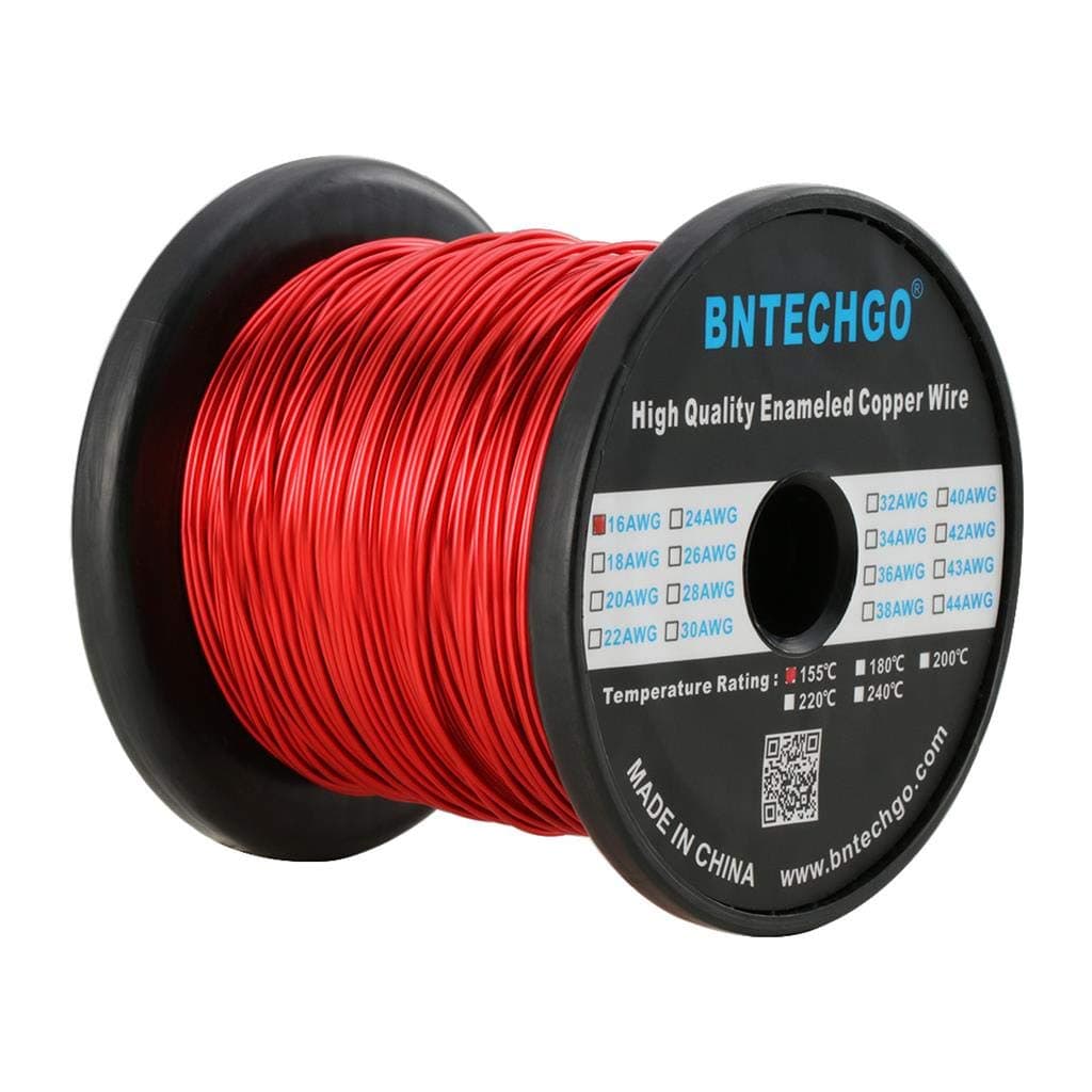 BNTECHGO 16 AWG Magnet Wire - Enameled Copper Wire - Enameled Magnet Winding Wire - 3.0 lb - 0.0492" Diameter 1 Spool Coil Red Temperature Rating 155℃ Widely Used for Transformers Inductors