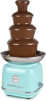 CLCF4AQ Retro Chocolate Fondue Fountain, 2-Pound Capacity, Easy to Assemble 4 Tiers, Perfect For Nacho Cheese, BBQ Sauce, Ranch, Liqueurs, Aqua