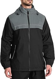 ZITYMen's Rain Jacket Waterproof with Hood Lightweight Windbreaker Jacket for Men Breathable Mesh Raincoat for Hiking Golf