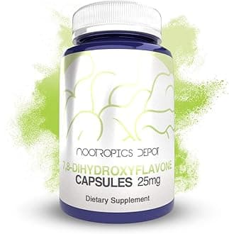 Nootropics Depot 7,8-Dihydroxyflavone Capsules | 25mg | 120 Count | 7,8 DHF | Brain Booster | Supports Cognitive Function and Brain Health