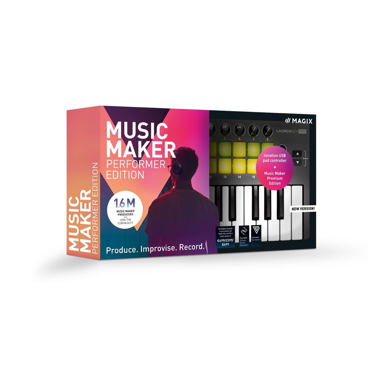 MAGIX Music Maker - 2019 Performer Edition - Music Maker Premium Edition + USB pad controller.|Standard|1 Device|Limitless|PC|Disc
