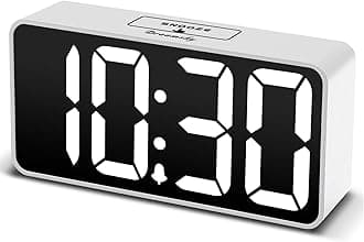 DreamSky Compact Digital Alarm Clock with USB Port for Charging, Adjustable Brightness Dimmer, Bold Digit Display, Adjustable Alarm Volume, Snooze,12/24Hr Display, Bedside Alarm Clock.