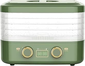 PtaTt 160W Food Dehydrator with 5 Stacking Trays Adjustable Temperature LED Screen Timer Muti-Food Fruit Vegetable Meat Dryer green