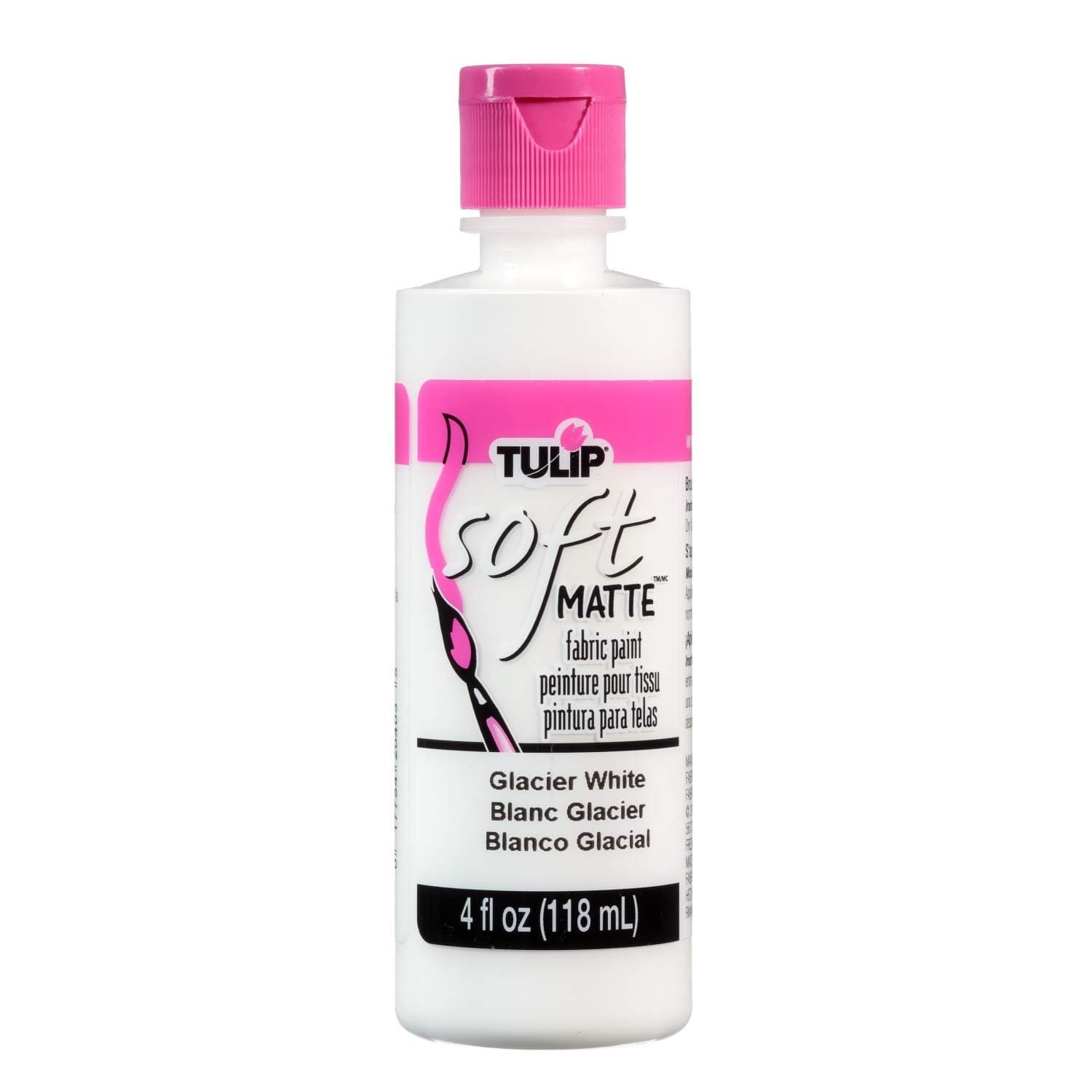 Tulip Soft Fabric Paint, Washable, Stays Soft and Flexible, Permanent Paint, for Light and Dark Fabrics, 4 fl oz, Glacier White