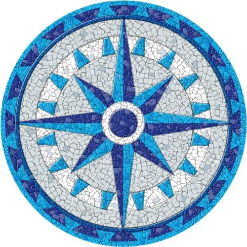 AquaArt 23" Medium Mosaic Compass Drop in Swimming PoolArt