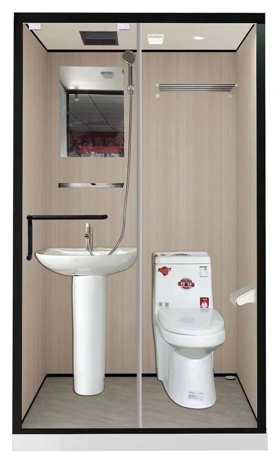 Prefab Luxury Integrated Bathroom Pod All in One Modular Shower Room & WC Unit for Hotels,Residences, & Commercial Spaces (Size, Small 43X55X85 INCH 3, All-in-One Bathroom Module)