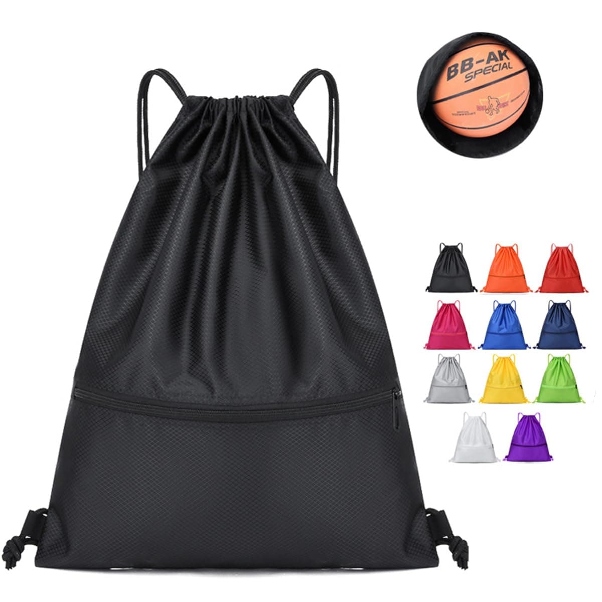 CIGENBONDrawstring Backpack Bag, Sport Gym Sackpack Swim Bag for Men Women,16.5" x 19"
