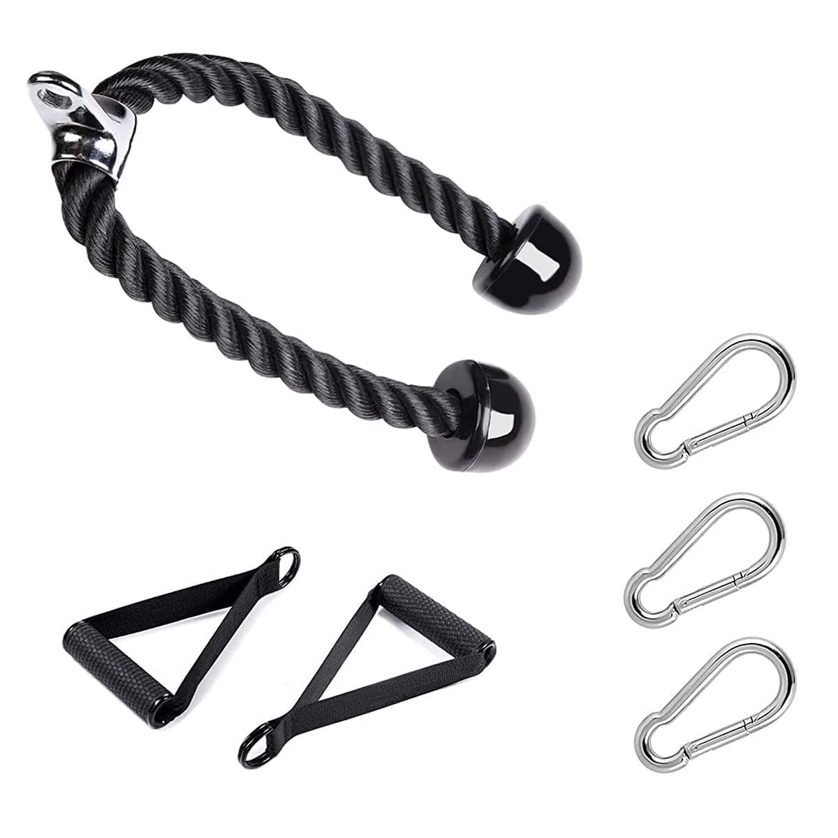 Pull down Heavy Duty Tricep Rope,Non-slip Strong Triceps Rope for Fitness Cable Machine Attachment, Biceps&triceps Rope Gym,Exercise Machine Attachments Pulley System Gym Pull down Rope with Carabiner