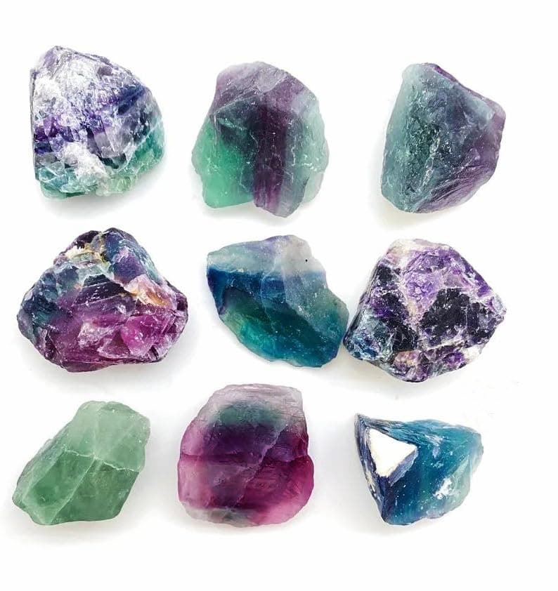 Simurg Raw Fluorite Stone 1lb ''A'' Grade Rainbow Fluorite Rough Crystal ‌Aroma Stone - Green Fluorite Rocks for Cabbing, Tumbling, Cutting, Lapidary, Polishing, Reiki Crystal Healing