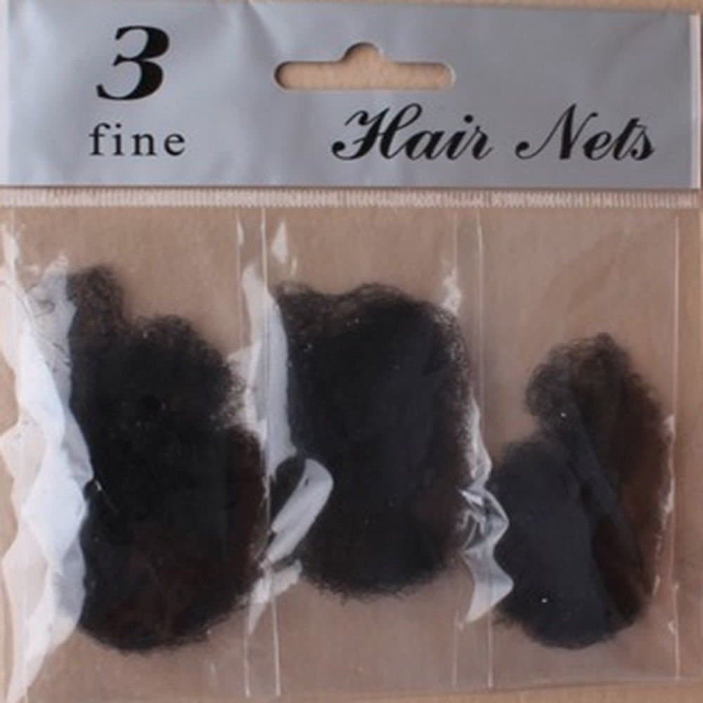 Allaccessories 3 PACK BROWN OR BLACK FINE MESH HAIR NETS UNISEX GREAT FOR WORK (Black)