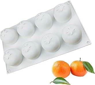 Orange Silicone Mold for Baking 3D Orange Shape Fruit Mousse Cake Mold Chocolate Dessert Mold, Pudding Jelly, Ice Cream Mould, Cake Decoration Mold, Non-Stick, Easy Release, Orange Shape (8-Cavity)