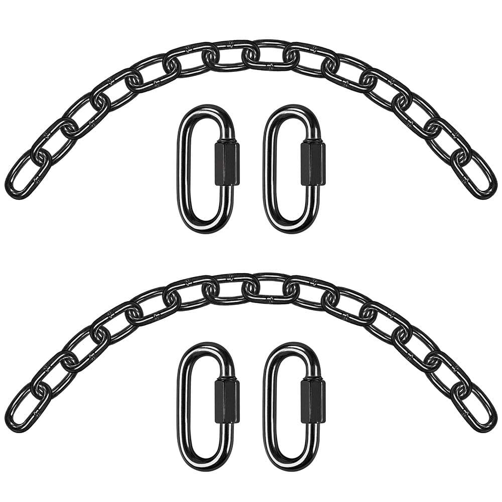 BeneLabel 2Pcs 28 inch Black Heavy Duty Hanging Chains with 4 Carabiners 1000 LB Capacity Hanging Hammock Chair Hardware Extension Chain for Swing, Hanging Chair, Punching Bags, Indoor and Outdoor