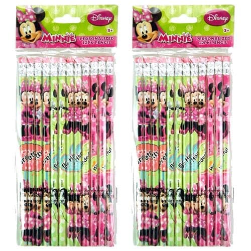 2-PACK, Disney Minnie 12 Pack Wood Pencils