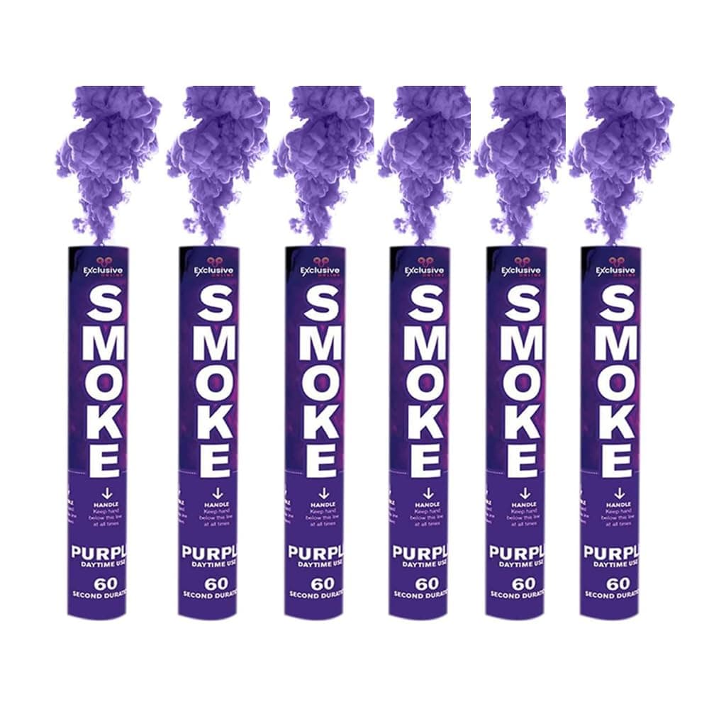 Pack of 6 Party Handheld Daytime Smoke Ring Pull for Paintball, Weddings, Photoshoots & Special Effects Duration 60 Seconds (Purple)