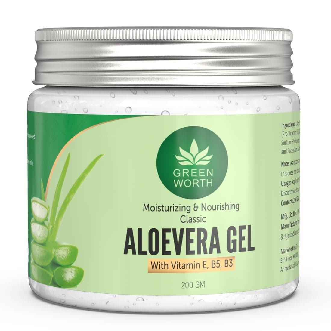 Pure Aloe Vera Gel With Vit B3, E And Pro-Vit B5 | 200 Gms