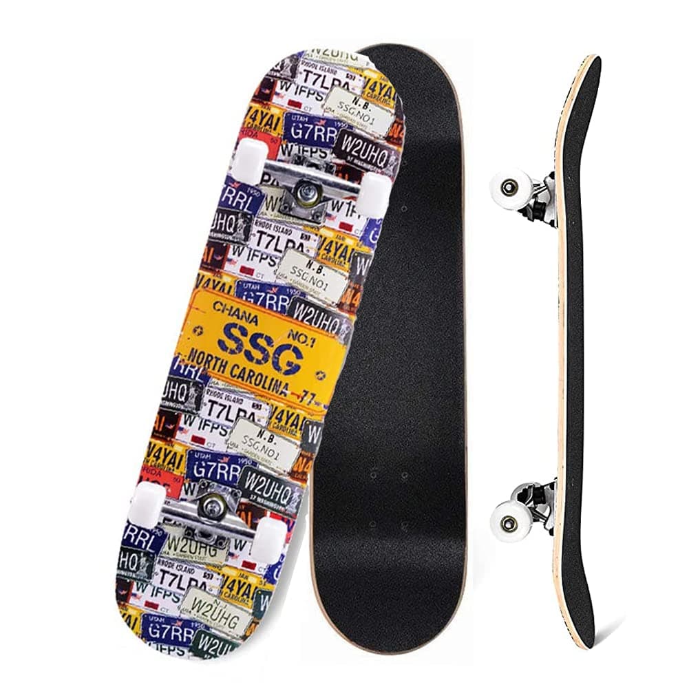 conobo Complete Skateboards, 31" x 8" Standard Skateboard for Beginners, 7 Layer Canadian Maple Double Kick Skate Board for Extreme Sports and Outdoors, Skateboard Professional