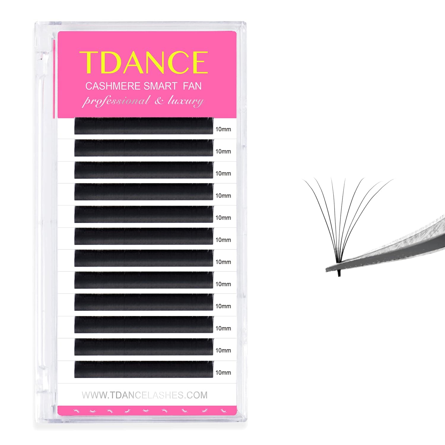TDANCE Cashmere Easy Fan Lash Extensions Volume Lash Extensions 0.03mm C Curl 14mm Single Length Matte Black Mega Volume Eyelash Extension (0.03-C,14mm)
