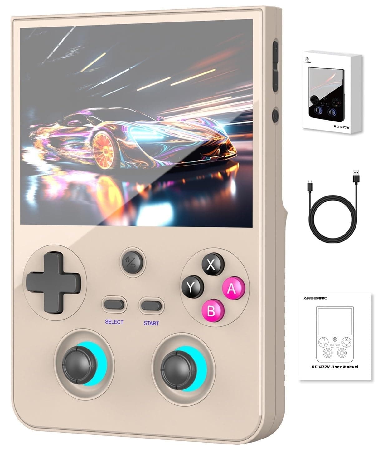 Anbernic RG477V Retro Handheld Game Console , 4.7 Inch Touch Screen Android 14 System Support WiFi 6E Bluetooth 5.3 Dimensity 8300 Processor 8+128GB(Gray)