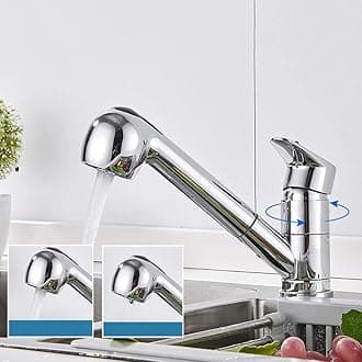 Kitchen faucet with Pull Out Spray Kitchen Mixer faucets Rotatable Telescopic Dual Mode Brass Kitchen Sink Mixer faucet with Pull Down Sprayer-Chrome