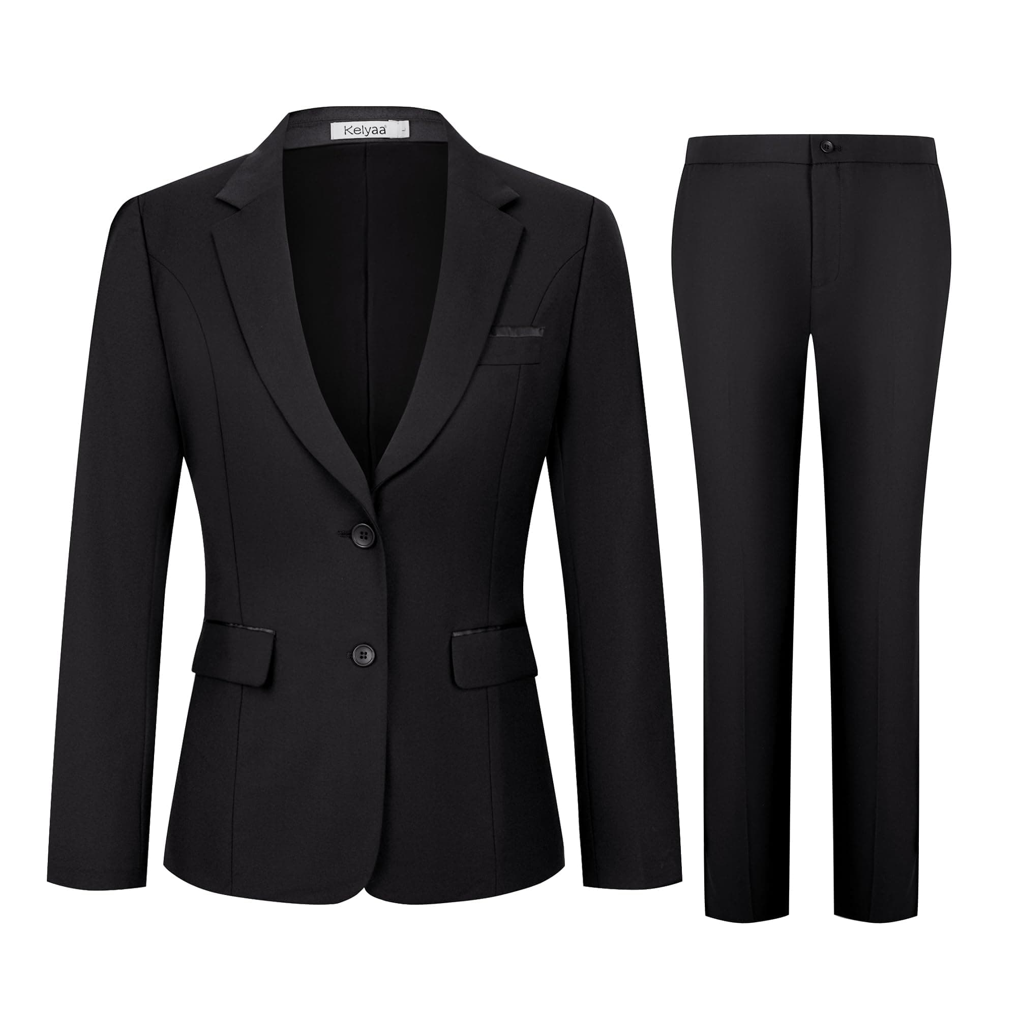 KelyaaWomen's 2 Piece Suit Lady 2 Button Business Work Office Slim Fit Blazer Jacket Pants Set