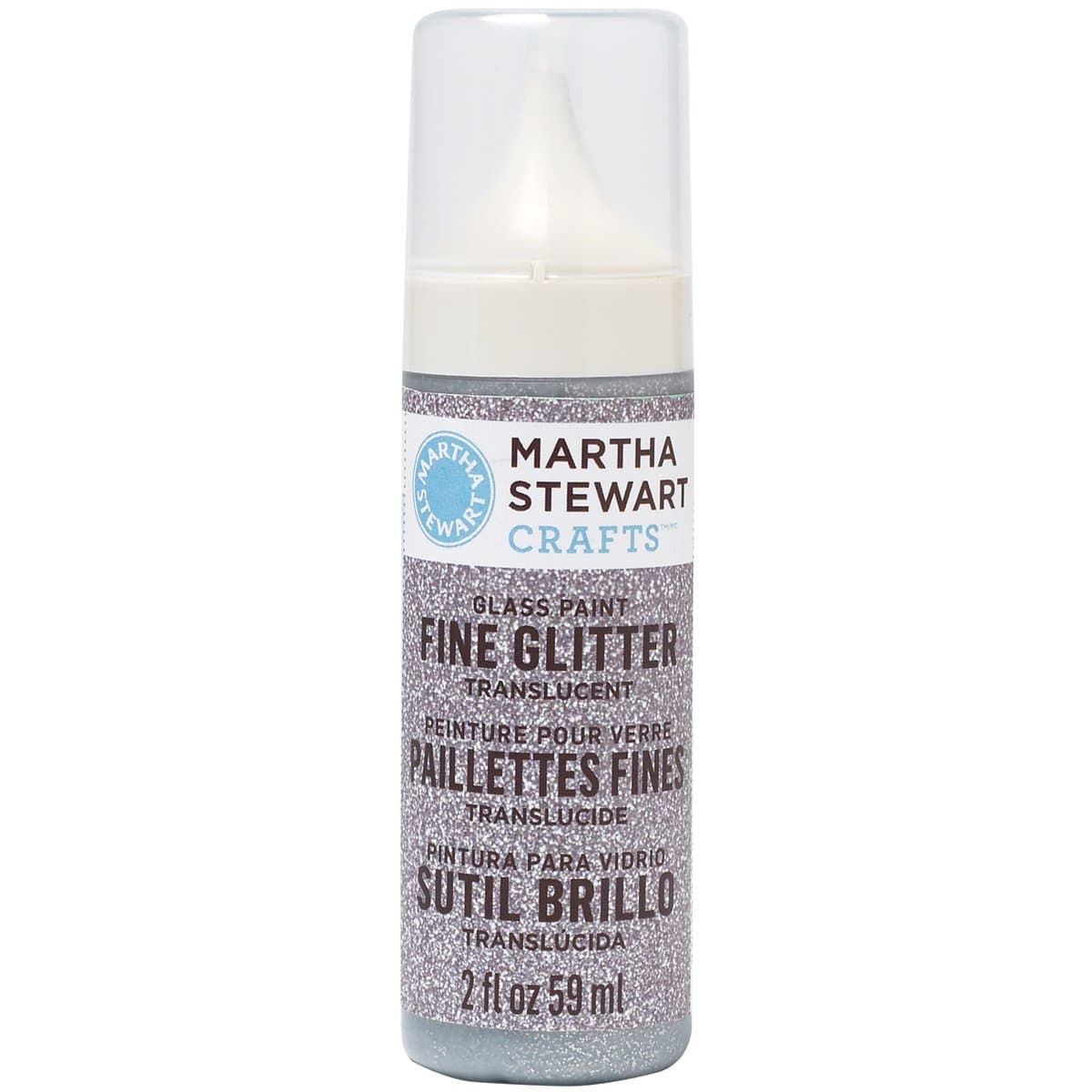 Martha Stewart Crafts Fine Glitter Translucent Glass Paint in Assorted Colors (2-Ounce), 33157 Sterling