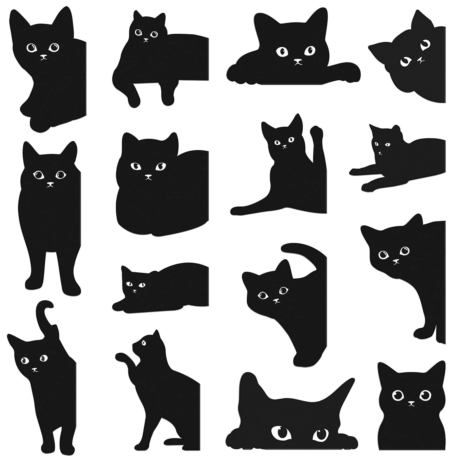 Teling 30 Pieces Black Cat Magnetic Bookmarks Assorted Cute Cat Bookmark Magnetic Book Page Clips Kawaii Animal Page Markers for Book Lovers Gifts Xmas Office Home Supplies, 15 Styles