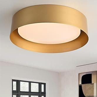 Bargeni Flush Mount Ceiling Light, 12.5 inch LED Ceiling Light Fixture, Polished Gold Finish, Dimmable/3000K/18W, Outdoor Flush Mount Lighting Fixture