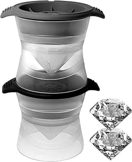 Meetall 2 Pack Diamond Shape Ice Cube Mold for Whiskeys,Cocktails and Soft Drinks.Slow Melting,Long-lasting Chilled.2.5x1.8 inch.2 Colors Grey and Black.