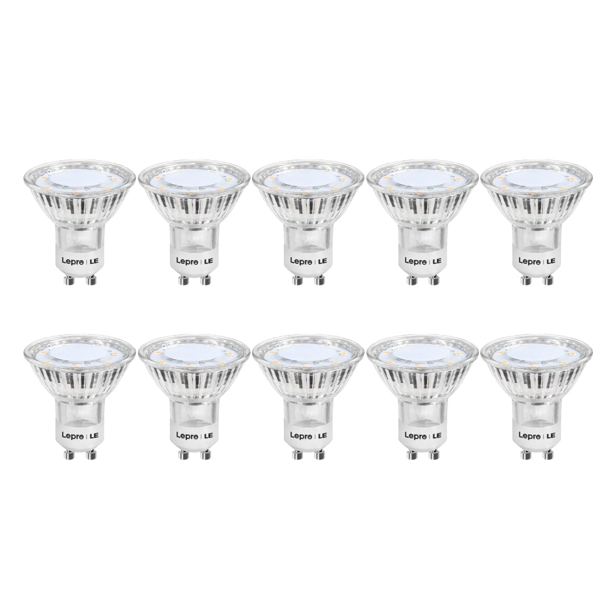 Lepro GU10 LED Bulbs, Warm White 2700K LED Light Bulbs, 35W Halogen Spotlight Equivalent, 3W Energy Saving GU10 Bulbs, 250lm, 100° Beam Angle, Non Dimmable, AC 220-240V, Pack of 10