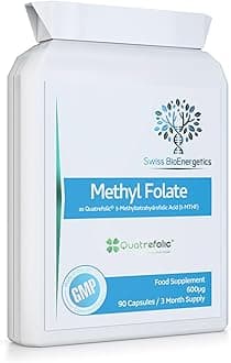 Methyl Folate 600µg - 90 Capsules as Quatrefolic 5-MTHF Supplement 6S-5-methyltetrahydrofolate – The 4th Generation of Folate a Highly biologically Active Form of Folic Acid/Vitamin B9 - UK Made