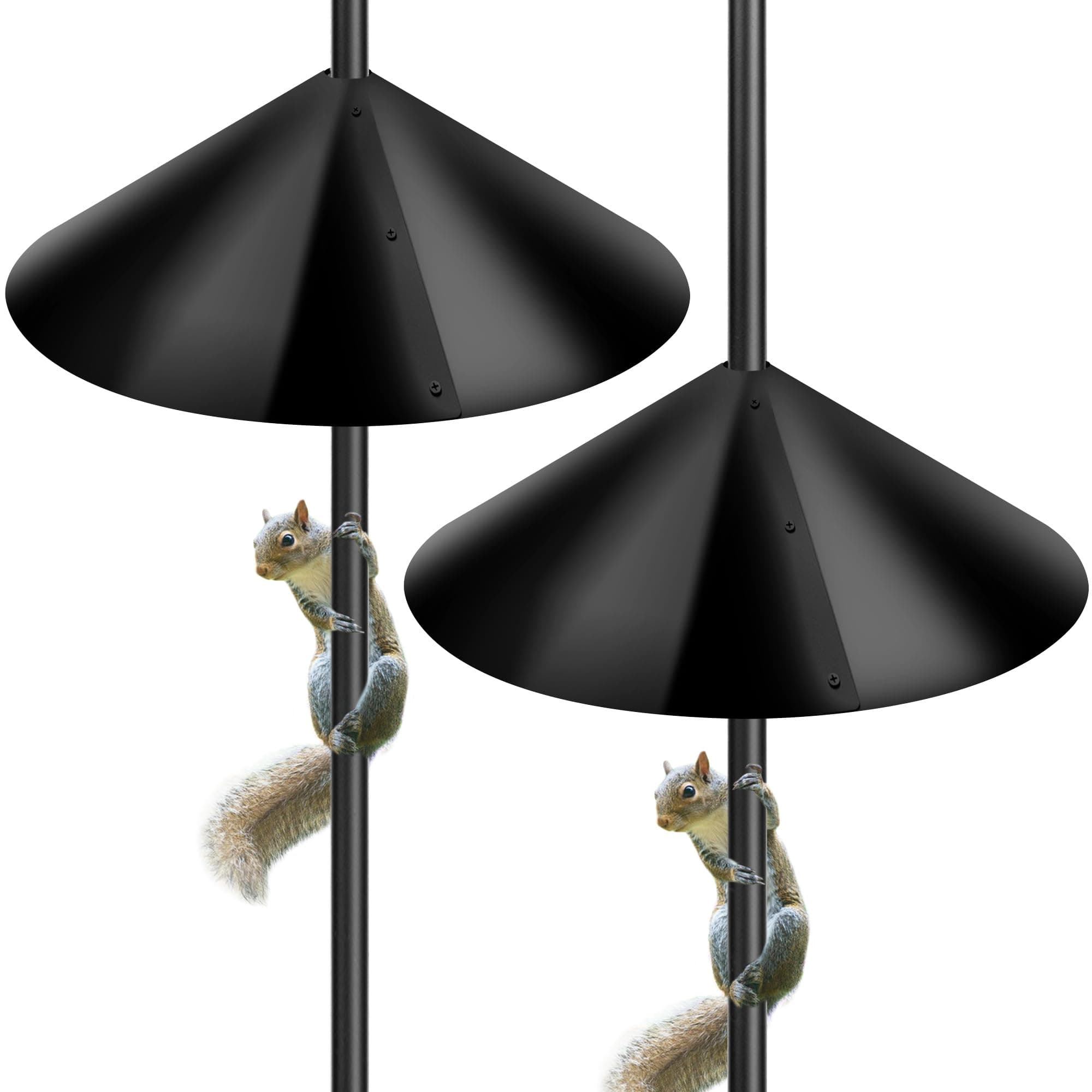 Squirrel Baffles for Protecting Outdoor Bird Feeder Pole and Bird Houses, Pole Mount Squirrel Proof Guard Stopper for Bird Pole-(Black, 16 inch,2 Packs)