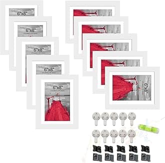 Art Street Set of 10 Individual Wall Photo Frame White 6x8 Inches, Picture Frames for Home and Office decoration.