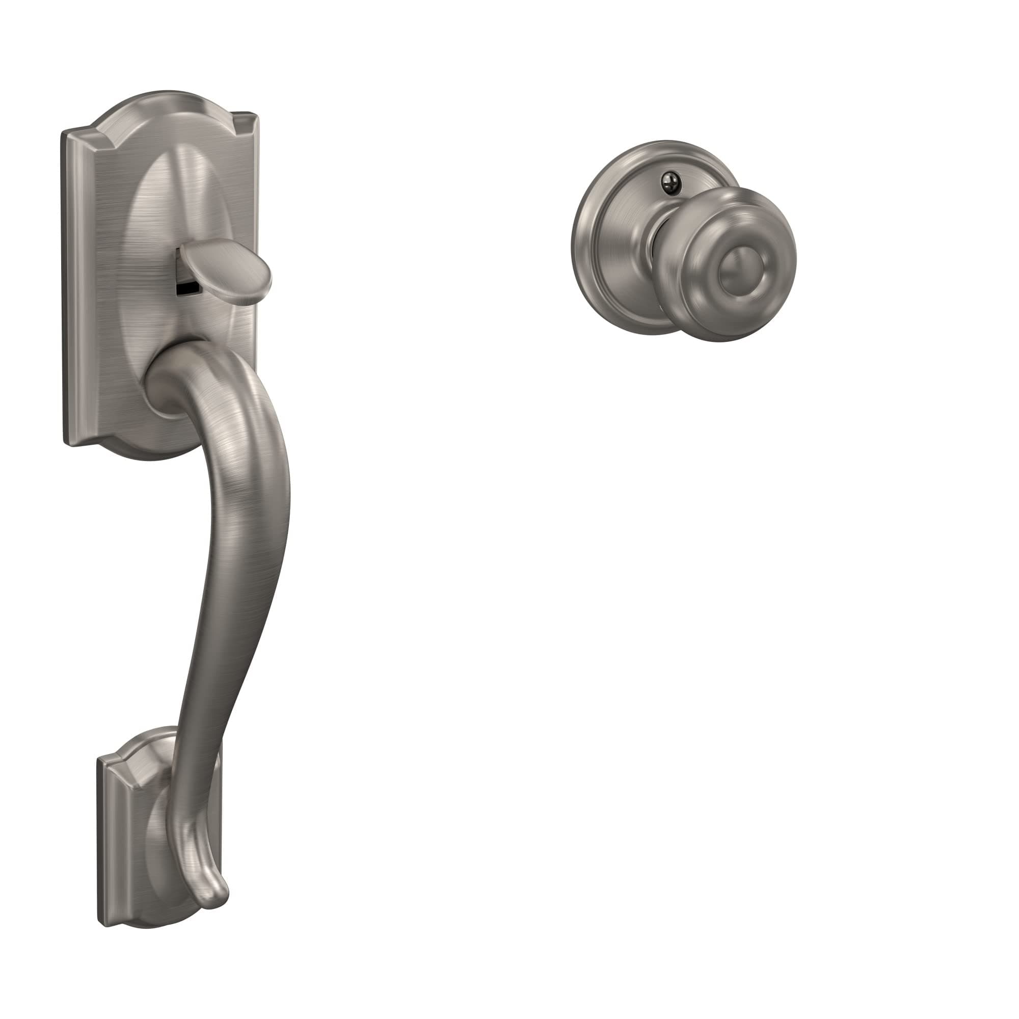 Camelot Front Entry Handle Georgian Interior Knob (Satin Nickel) FE285 CAM 619 GEO