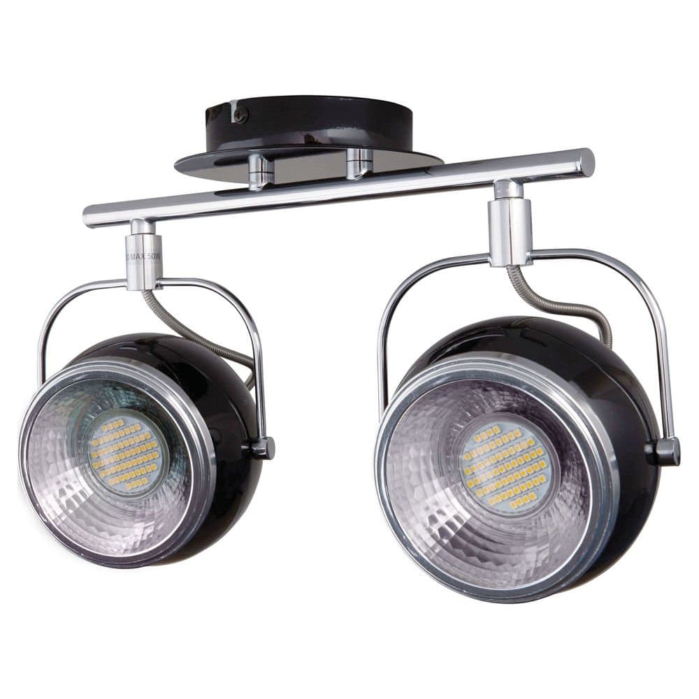 Heitronic Retro Spotlight 2-Bulb GU10 MR16 2x max. 35 W Black Energy Efficiency Class: A++ to E [Energy Class A++]