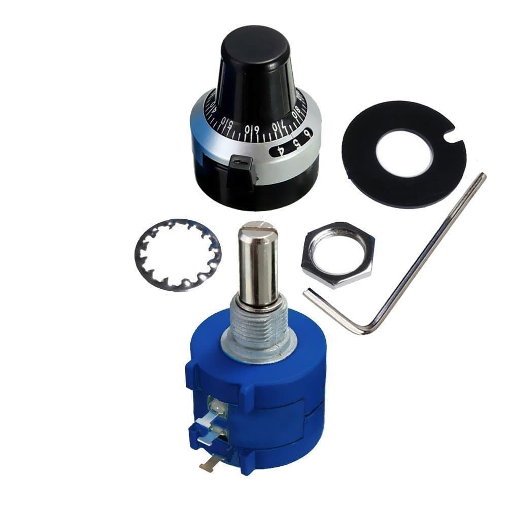 3590S-2-202L 2K Resistor Ohm Rotary Wire Wound Precision Potentiometer Pot with 10 Turn Counting Dial Rotary Knob The Scale knob Set