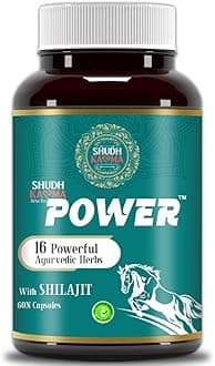 Shudh Kaama Power | Ayurvedic Capsules for Men with Original Shilajit, Gokhru, Ashwagandha & Safed Musli for Strength, Stamina, Energy and Muscle Gain – 60 Capsules