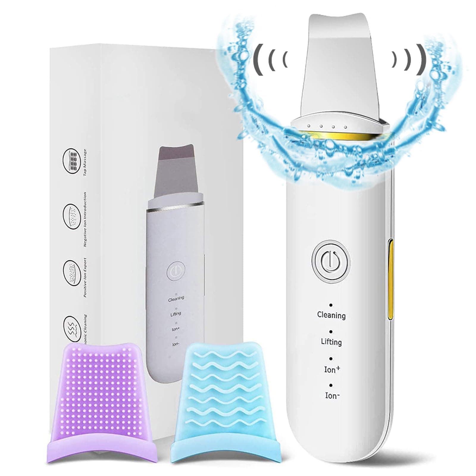 Ultrasonic Skin Scrubber Face Spatula, Skin Spatula Pore Cleaner, Skin Dirt Blackhead Remover Tools for Facial Deep Cleansing - 4 Modes (White)