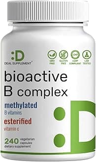 Bioactive Vitamin B Complex | 240 Veggie Capsules - Methylated B Vitamins & Esterified Vitamin C, High Potency & Easy Absorption – Immune, Energy, & Metabolism Supplement – Non-GMO, Vegan