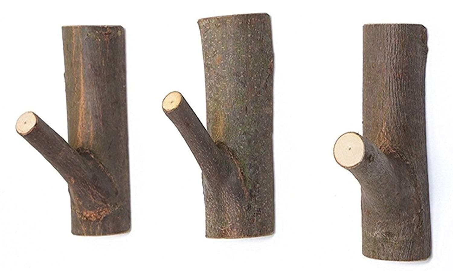 WOOD MEETS COLOR 3Pcs Coat Hooks for Wall, Coat Hooks Wall Mounted, Towel Hook Wall Hanger Wooden Hooks for Bedroom, Living Room, Hallway(Large 14.5 x 10 x 5CM)