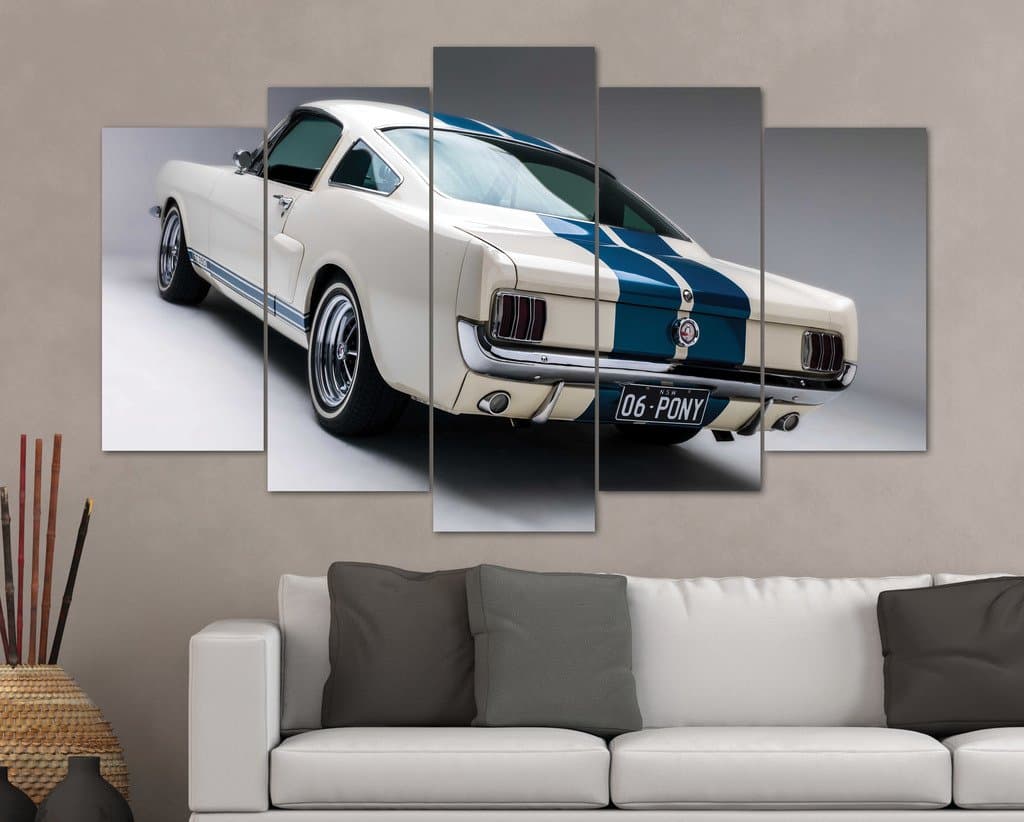 5 Panel Painting on Forex - Wall Decorations for Living Room - Mustang Car by CharmingHome