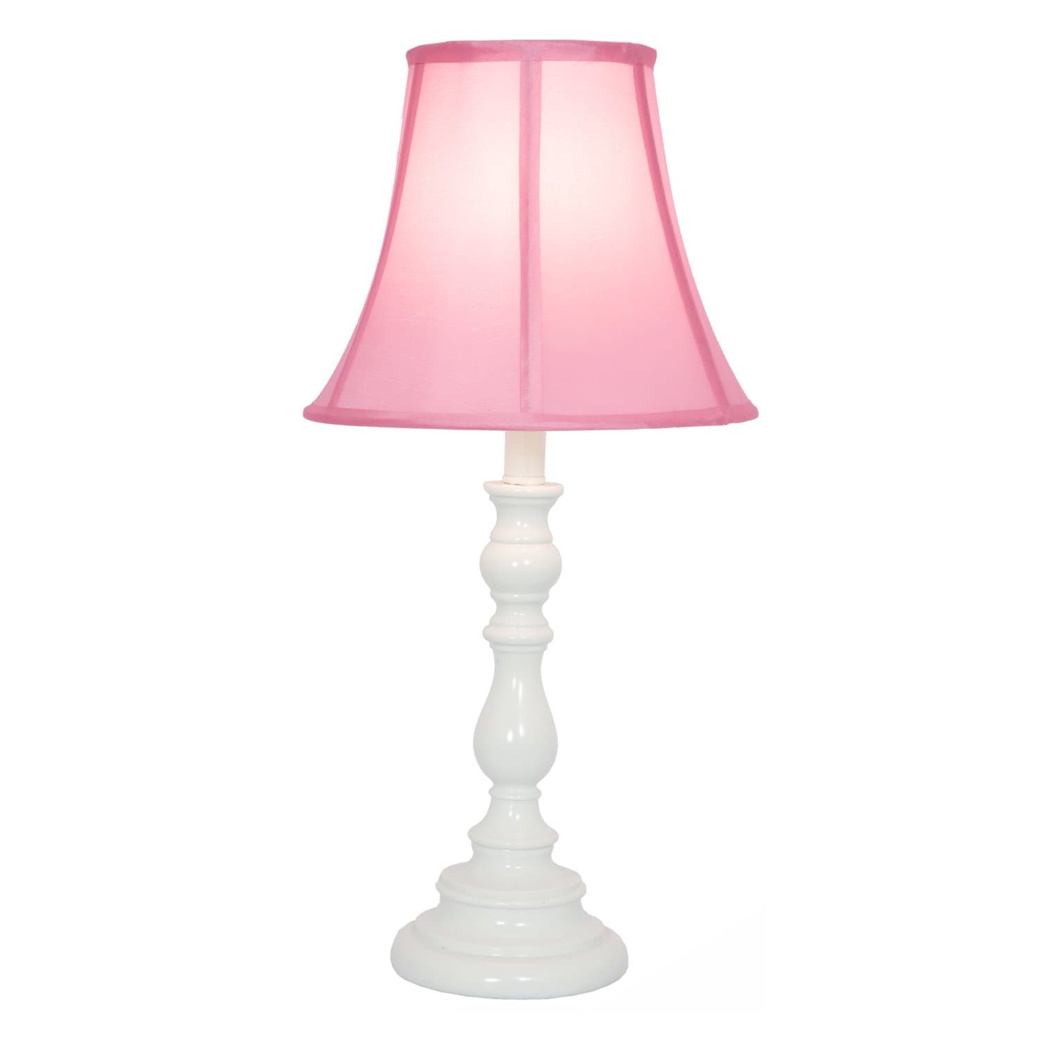 Lightaccents White Base Table Lamp/Bedroom Light/Fabric Bell Shade (Pink)
