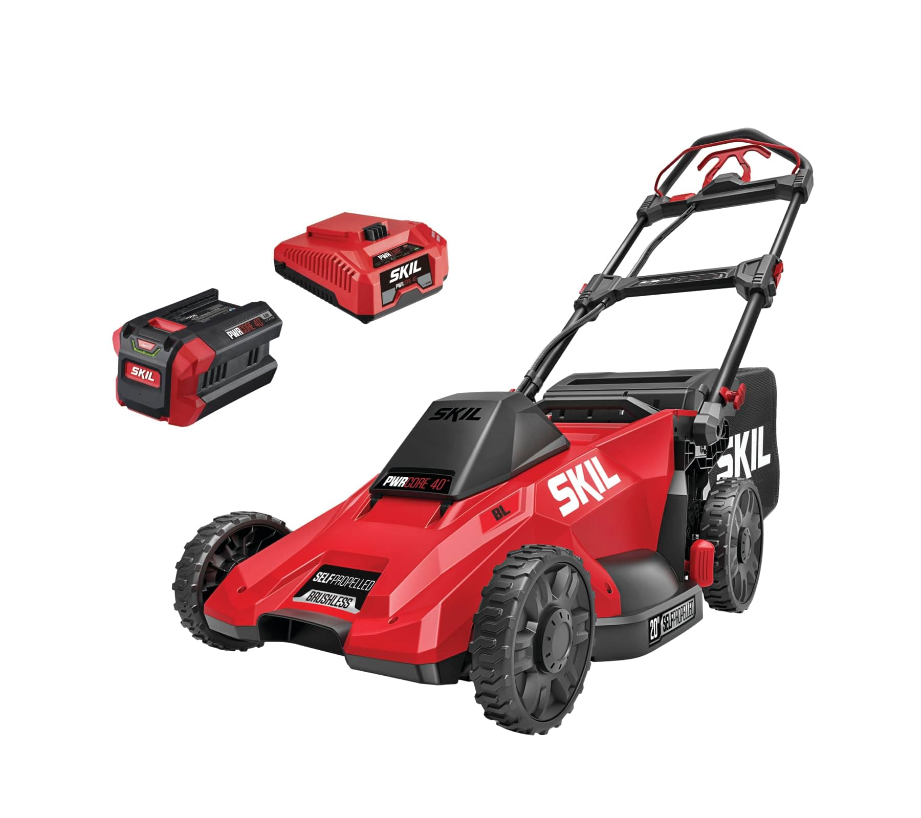 SKIL PWR CORE 40 Brushless 40V 20-Inch Self-Propelled Mower Kit, Includes 6.0Ah Battery and Auto PWR JUMP Charger - SM4910C-11