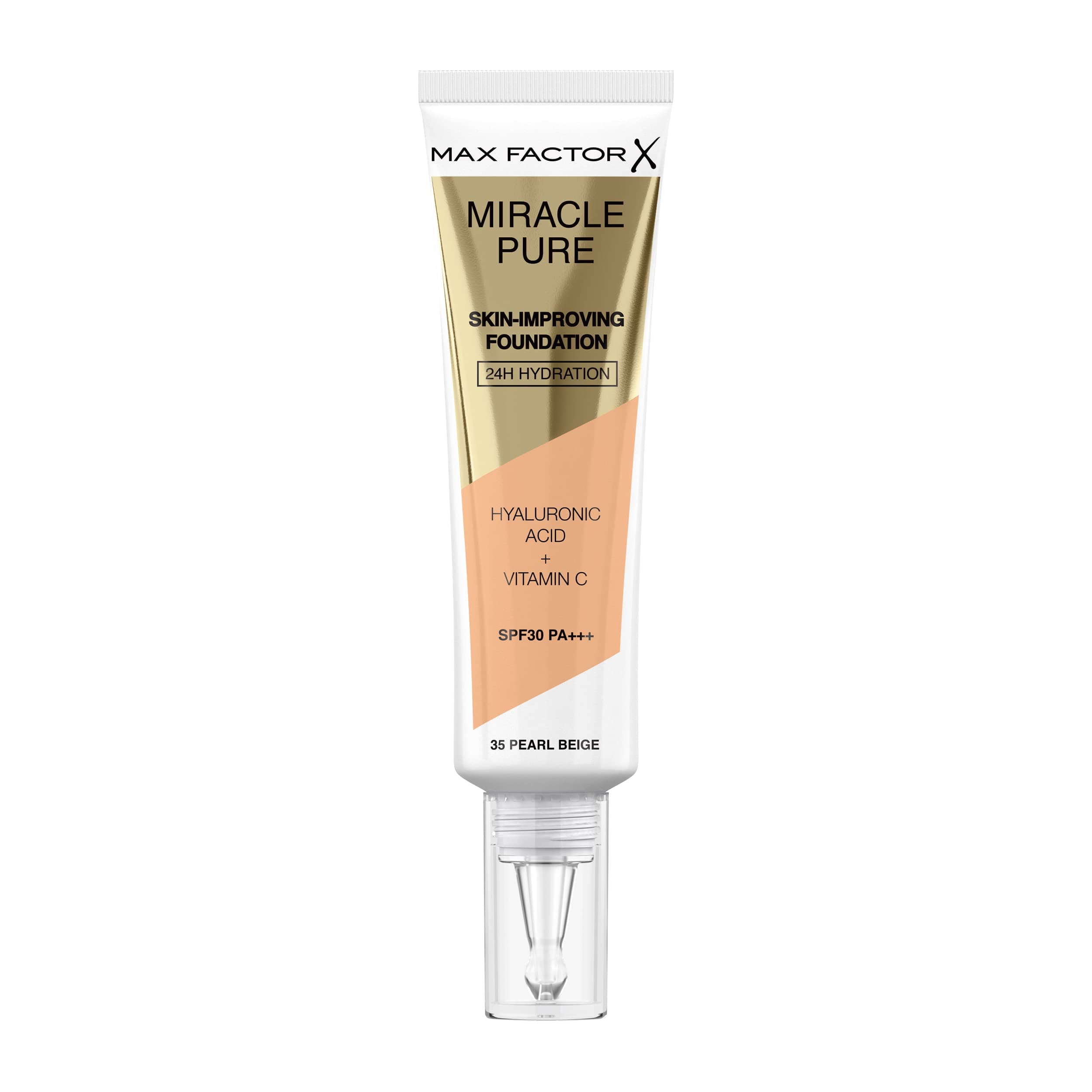 Miracle Pure Liquid Foundation, Pearl Beige, Full Coverage, Flawless and Radiant Finish, Lightweight Formula, Smudge Resistant, Non Pore-Clogging, Fragrance Free, 35ml