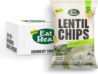 Eat Real, Lentil Crisps, Creamy Dill, 10 X 95g, Gluten-free Crisps Multipack, Vegan-Friendly, Healthy Snacks, 30% Less Fat, Chip Snacks